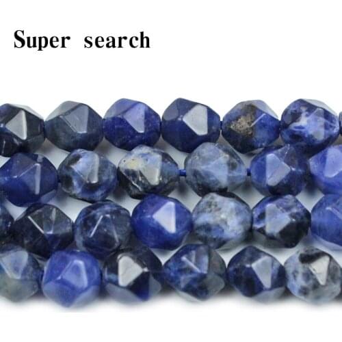 8mm Faceted Natural Blue-vein stone Beads Blue Lapis Round Loose Bead For Jewelry Making DIY Bracelet Necklace wholesale