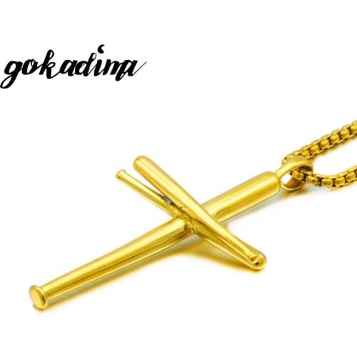 GOKADIMA gold color chain cross necklace religious for boys punk jewelry new stainless steel mens necklaces & pendant crucifix