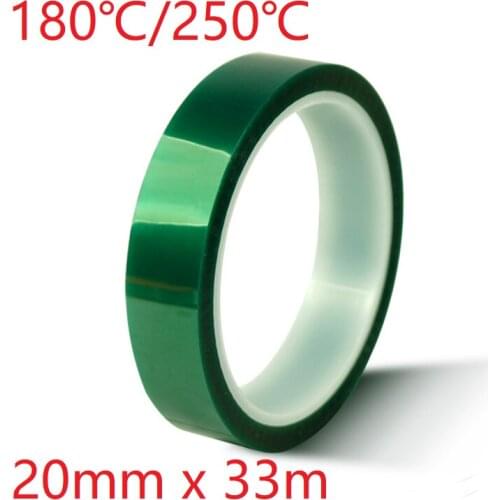 20mm x 33m Green PET Film Tape High Temperature Heat Resistant PCB Solder SMT Plating Shield Spray Paint Insulation Protection