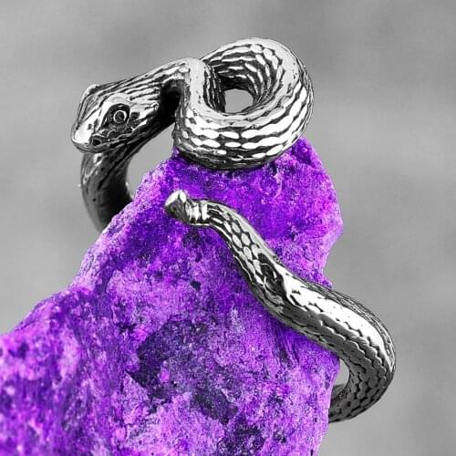Rattlesnake Viper Stainless Steel Mens Rings Punk Vintage Snake Cool For Male Boyfriend Biker Jewelry Creativity Gift Wholesale