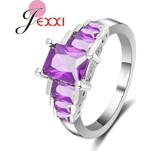 New 3Colors Fashion Cut AAA Silver Rings For Wedding Engagement Jewelry Accessory Cubic Zirconia Bridal Rings