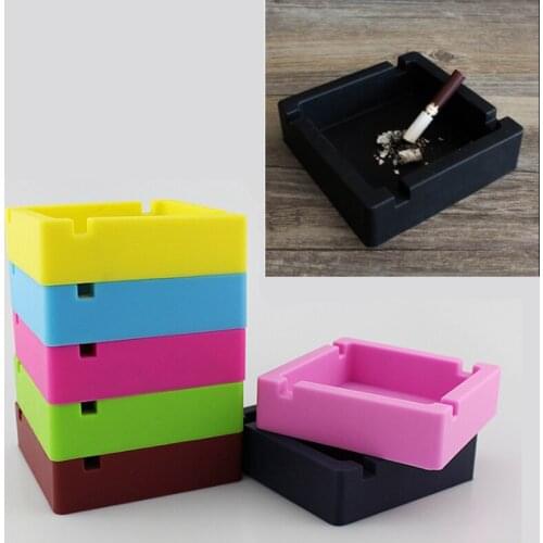 Square Shape Cigarette & Cigar Ashtray Small Size High Quality Portable Home Or Car Ashtray Easily Cleaning Silicone Ashtrays