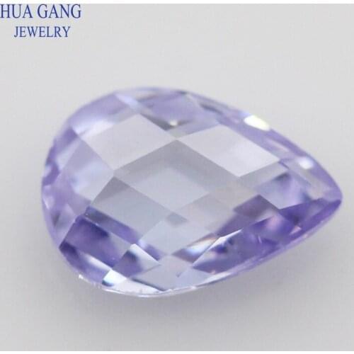 Lavender CZ Stone Pear Shape Double CheckerBoard Synthetic Gems Cubic Zirconia For Jewelry 3x5~10x14mm Wholesale Free Shipping