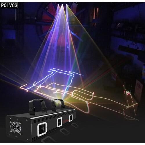 3 Head RGB Fullo Color Scan Laser Light Light 3D Line Kaser Effect Stage Animation Laser Equipment