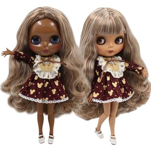 ICY DBS Blyth doll joint body brown mix blonde hair hair 30cm 1/6 bjd toy girls gift