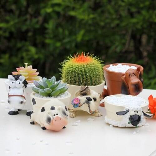 Nordic Creative Resin Mini Animal Cute Flower Pot Small Decoration Living Room Bedroom Balcony Plant Pot Home Decorat Ornaments