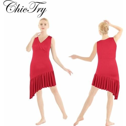 Fashion Sleeveless V-Neck Latin Dance Dress Rumba Skirt One Piece Stage Costumes Women Adults Ballet Dance Performance Dress