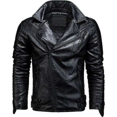 New British Style Leather Jacket Men Retro Motorcycle Leather Jackets Autumn Multi Zippers Biker Coat Men Casual Punk Jacket