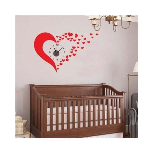Love clock Sticker Bedroom Living Room Home DIY Removable Mural PVC Decal custom removable waterproof