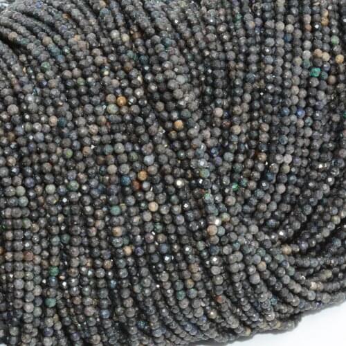 Natural Simple - Middle Quality Black / Grey Precious Opal Faceted Round Beads 2mm-2.2mm