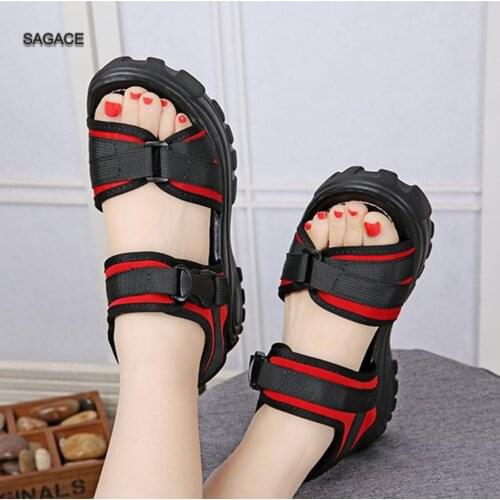 SAGACE New Summer Thick-Soled Slopes Magic Paste Muffins Casual Roman Sports Female Sandalias Mujer 2020 Ladies Beach Sandals