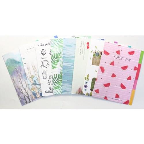 Domikee new cute PP 6 holes spiral notebooks index dividers set accessories,fine student binder planner dividers stationery,A5A6