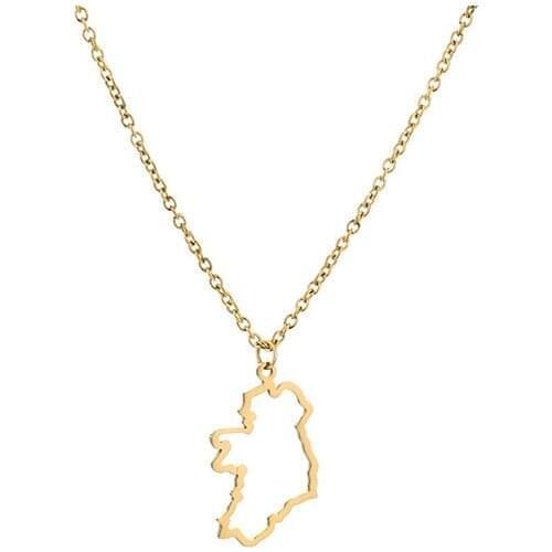 Outline Republic of Ireland Map Necklace Continent Country Dublin Chain Necklaces for Motherland Hometown Female Ladies Party