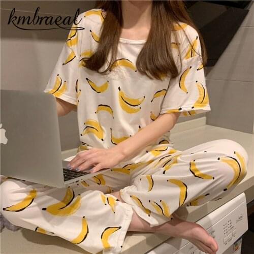 New cartoon fun printed graffiti pajamas women short-sleeved summer two-piece loose trousers leisurewear web celebrity pajama