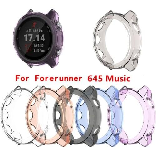 Clear TPU Frame Protector Watch Case Cover Shell For Garmin Forerunner 645 music/64 Smart watch Band accessories