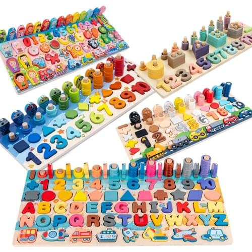 QWZ HOT SALE Children Toy Colorful Wooden Blocks Baby Music Rattles Graphic Cognition Early Educational Math Toys For Kids Gifts