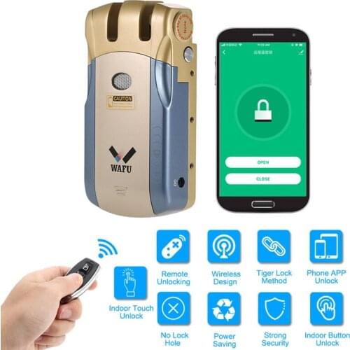 Wafu 010 New Touch Electric Door Lock Wireless Control with Remote Control Open & Close Smart Lock Security Door Easy Installing