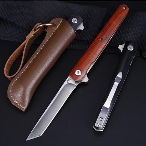 Damascus M390 Steel Folding Knife Portable Pocket Letter + Wood Handle Knife Camping Hunting Knives Slicing Knife Outdoor Tools