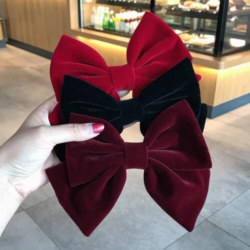 Korea Velvet Big Bow Hairpin Female Sweet INS Hair Accessories Women Girls Ponytail Clip Temperament Top Clip Hairpin Headdress