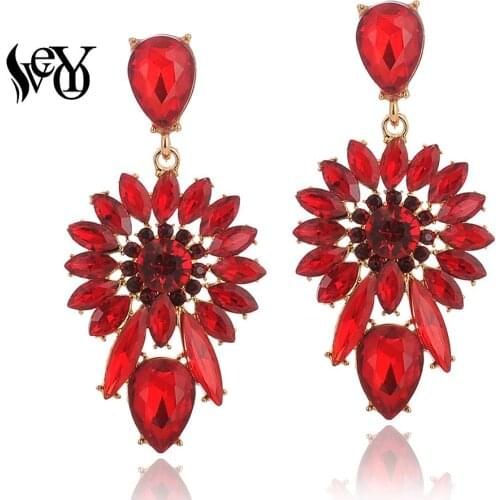 VEYO Classic Round Crystal Drop Earrings for Women Fashion Full Rhinestone Fashion Jewelry Gift