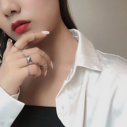 7 pcs / set Hip hop ring for women fashion metal vintage geometry jewelry