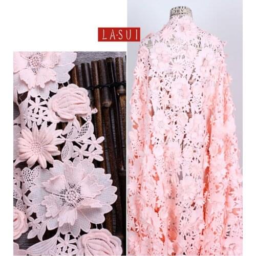 1Y=1lot 5design New 1.2m Pink Sky blue Off white The maple leaf Water Soluble Fabric 3D HandworkEmbroidery Wedding dressS0002