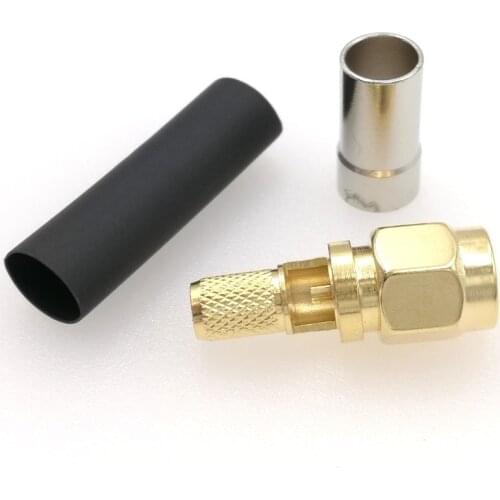 10pcs SMA Male Plug Window Crimp RF Connector For RG58 LMR195 RG400 RG142 Cable