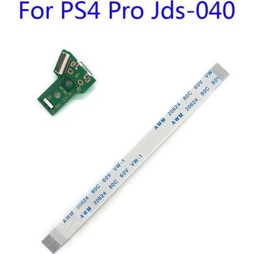 12Set For Playstation 4 Pro controller JDS040 Charging Board 12Pin Flex Ribbon Cable New Version USB Charging Board Replacement