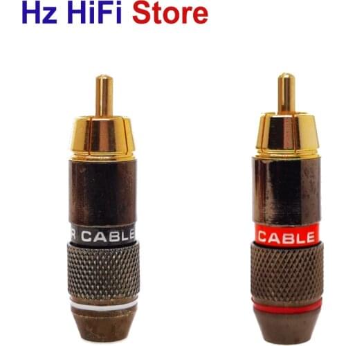 High quality RCA Plug Gold Plated 6mm Male Double Self Locking Lotus Wire Connectors Audio Adapter