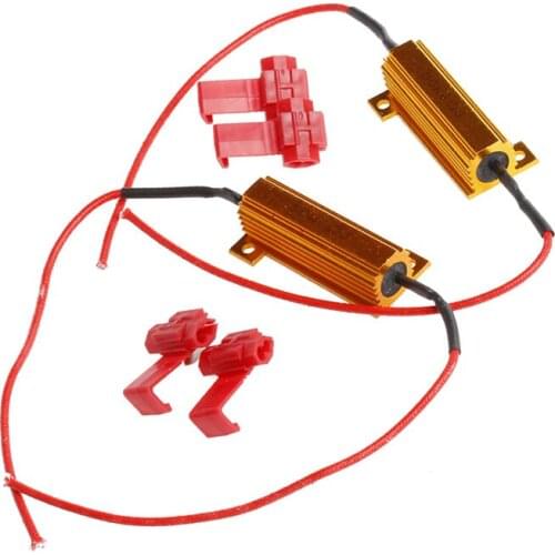 2Pcs LED DRL Fog Light Load Resistor Canbus 6Ohm Gold Decoder Fast Wiring 50W car accessories