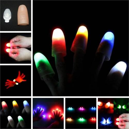 2Pcs Magic Light Up 10 Thumbs Fingers Trick Appearing Light Close Up Super Bright