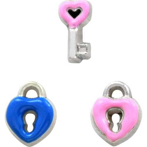 20Pcs/lot Key Lock Floating Charms Hand-made DIY for Glass Lockets