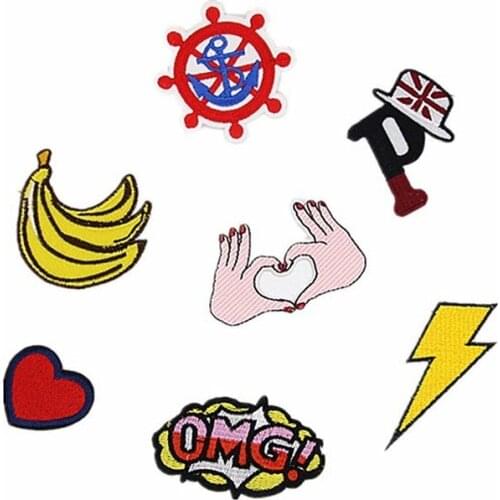 50pcs/lot Lightning Letter Fruit Embroidery Patches Letters Clothing Decoration Accessories Diy Iron Heat Transfer Applique