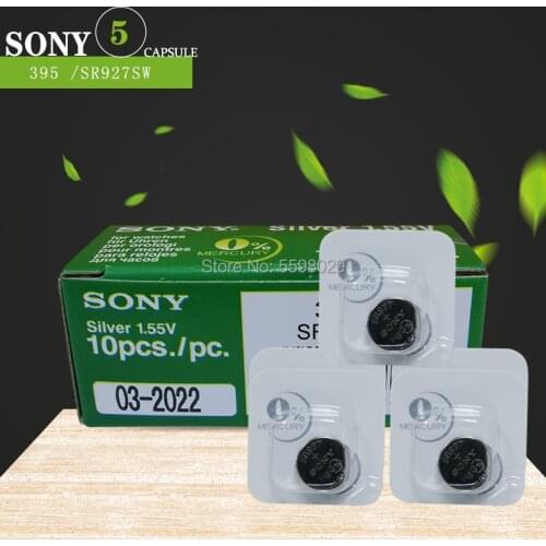 5pcs FOR SONY 395 SR927SW 399 SR927W AG7 LR927 1.55V Watch Battery Single grain packing Silver Oxide Button Coin Cell