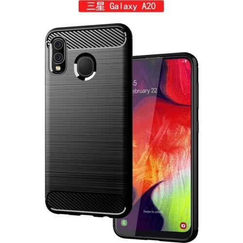 Carbon Fiber Case For Samsung Galaxy A20 6.4" Case Silicone Rugged Armor Cover Case Phone for Samsung Galaxy A20 SM-A205F/DS