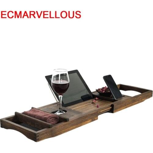 Holder Wine Vassoi Vasca for Book Bamboo Storage Bathroom De Bain Accessoires Tablette Plateau Baignoire Bath Tub Bathtub Tray
