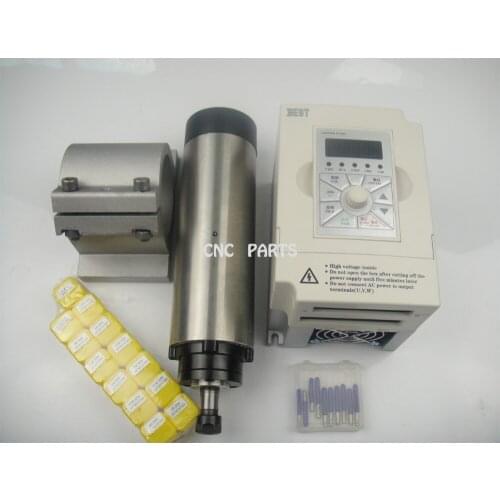 CNC milling spindle ER11 800w air cooling spindle motor +spindle support +1.5KW inverter+13 pieces ER11collets+cnc engravin bits