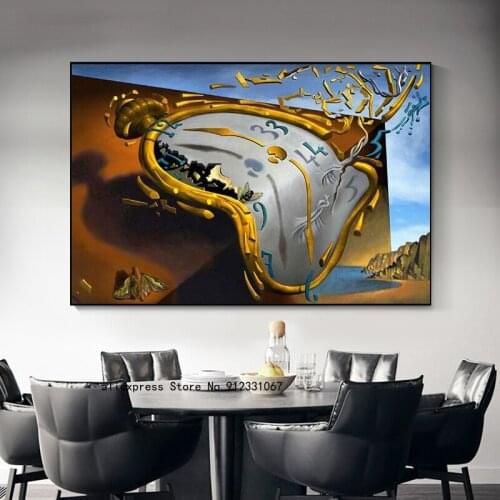 Famous Wall Art The Persistence of Memory Canvas Paintings By Salvador Dali Posters And Prints Pictures for Living Room Decor