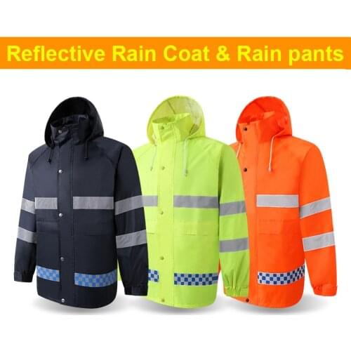 Windbreaker Set Reflective Raincoat Coat And Pants Set Double Thicken Moto Raincoat Waterproof/Windproof Oxford Cyclist