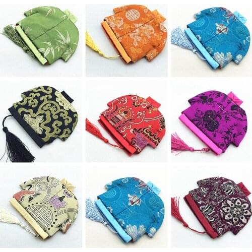 Small Silk Cloth Jewelry Bag Ring Bracelet Necklace Storage Cases Design Zipper Tassel Coin Purse Wedding Favor Packaging Pouch