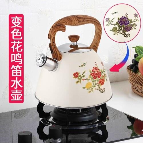 Color-Changing Flowers 3L Large Capacity Good-looking Universal 304 Stainless Steel Whistle Kettle Hot and Cool Kettle