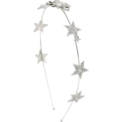 Fashion Sliver Metal Star Hairband for Women Sweet Wedding Hair Accessories Tiara Elegant Girls Headband Headwear Party Jewelry