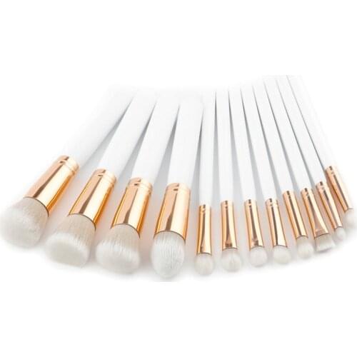 10PCS Makeup Brushes Set White Gold Handle For Powder Contour Blusher Liquid Cream Eyeshadow Cosmetics Brushes Tools T10025