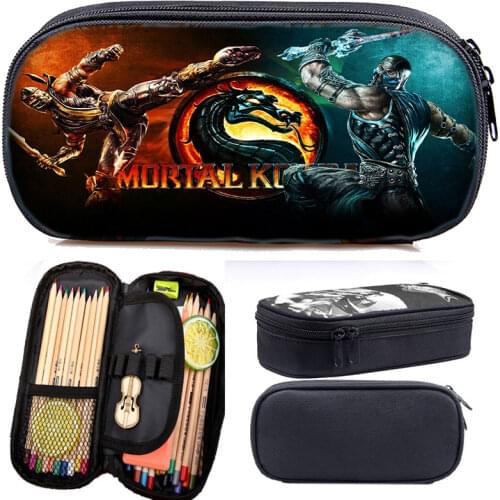 Movie Mortal Kombat Pencil Bag Boys Girls Anime Pencil Case Students Cartoon Pen Bag Mortal Kombat Stationery Bags for Children