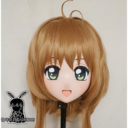 RB6503)Quality Handmade Female Resin Cosplay Japanese Role Play Anime KINOMOTO SAKUR Kigurumi Crossdress Doll Transgender Mask