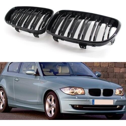 Kidney Grille for BMW E81 3-Door E87 5-Door 1 Series Double Slat Gloss Black Automobile Exterior Decoration Parts