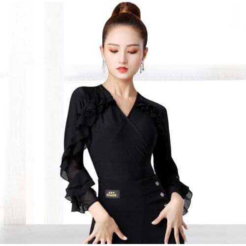 Latin dance clothing adult new Latin dance national standard practice long sleeve latin bodysuit