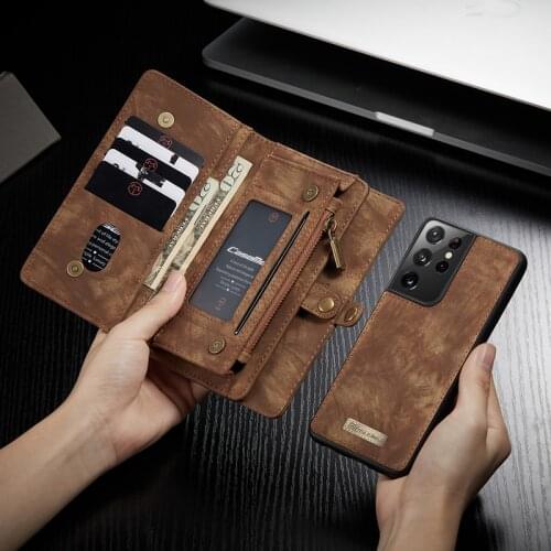 S20FE A71 A51 Multifunction Flip Leather Case for Samsung Galaxy S21 Ultra Detachable Magnetic Wallet Case For Samsung S21 Plus