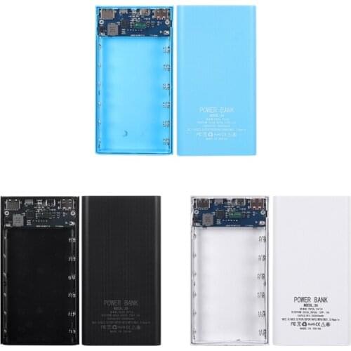 Detachable 22.5W Dual USB LCD Display DIY 6x18650 Battery Case PowerBank Shell Portable External Box Powerbank Protector