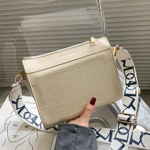 High Quality Bags for Women Alligator Pattern Handbag Wide Letter Shoulder Strap Handbags 2020 Crossbody Flap Bag Womens Bags